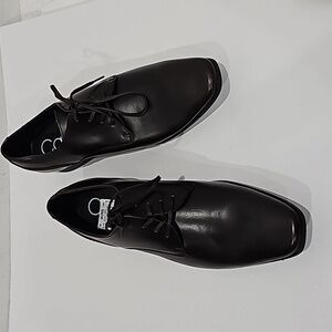Calvin Klein Men's Brodie EPI Leather Oxford Lace up  Shoe Size 12 Brown